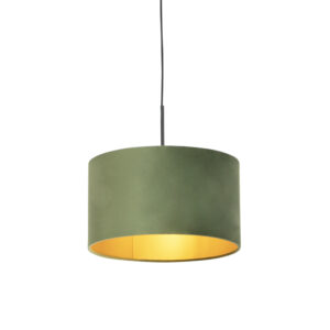 hanglampen Hanglamp met velours kap groen goud 35 cm Combi StaalStof Groen Ben je op zoek naar een prachtige basic Dan is deze zeker wat voor Met hanglamp kun