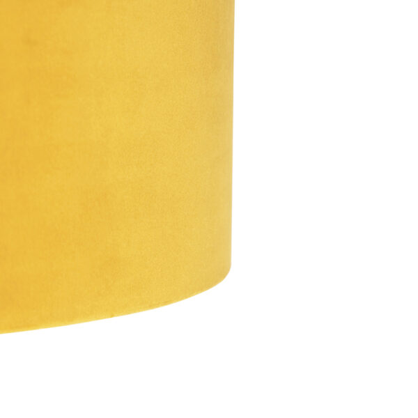 Hanglamp met velours kap oker met goud 35 cm - Blitz I zwart - Afbeelding 2