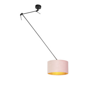 hanglampen Hanglamp met velours kap oud roze goud 35 cm Blitz I zwart StofStaal Roze Stoere vorm romantische Dat is de hanglamp. De lamp heeft een totale hoogte