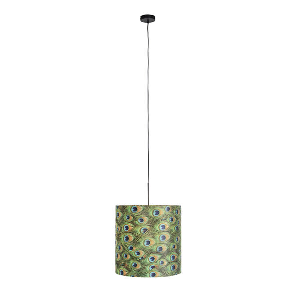 Hanglamp met velours kap pauw met goud 40 cm - Combi - Afbeelding 2