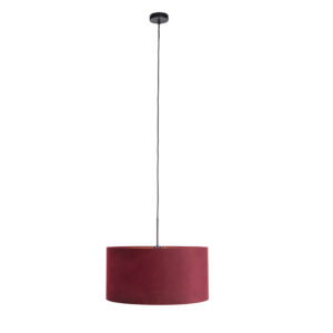 Hanglamp met velours kap rood met goud 50 cm - Combi