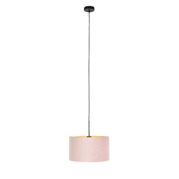 Hanglamp met velours kap roze met goud 35 cm - Combi - Afbeelding 2