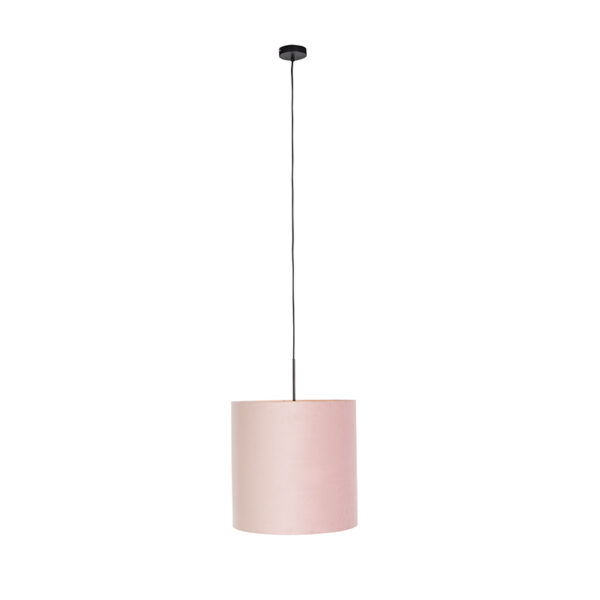 Hanglamp met velours kap roze met goud 40 cm - Combi - Afbeelding 2