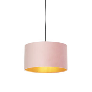hanglampen Hanglamp met velours kap roze goud 35 cm Combi StaalStof Roze Ben je op zoek naar een prachtige basic Dan is deze zeker wat voor Met hanglamp kun