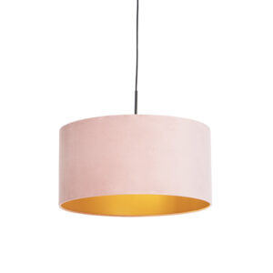 hanglampen Hanglamp met velours kap roze goud 50 cm Combi StofStaal Roze Ben je op zoek naar een prachtige basic Dan is deze zeker wat voor Met hanglamp kun