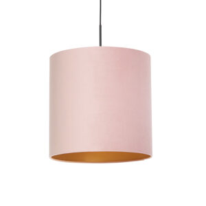 hanglampen Hanglamp met velours kap roze goud 40 cm Combi StofStaal Roze Ben je op zoek naar een prachtige basic Dan is deze zeker wat voor Met hanglamp kun