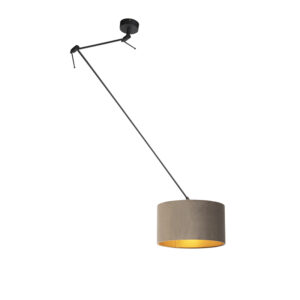 hanglampen Hanglamp met velours kap taupe goud 35 cm Blitz I zwart StofStaal Taupe Stoere vorm romantische Dat is de hanglamp. De lamp heeft een totale hoogte