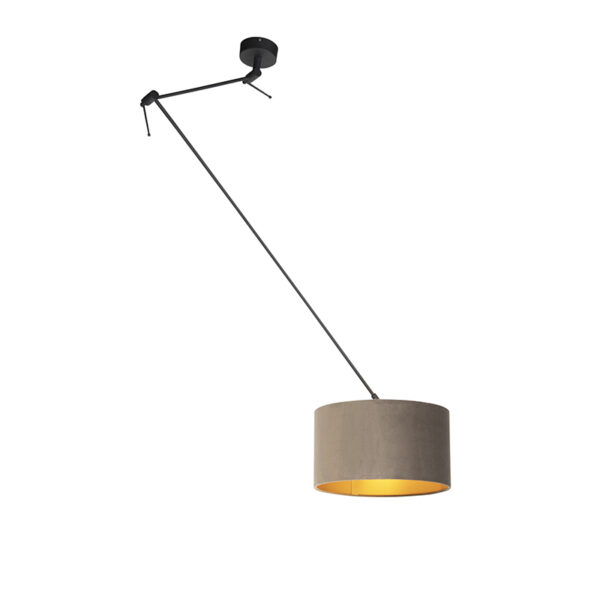 hanglampen Hanglamp met velours kap taupe goud 35 cm Blitz I zwart StofStaal Taupe Stoere vorm romantische Dat is de hanglamp. De lamp heeft een totale hoogte