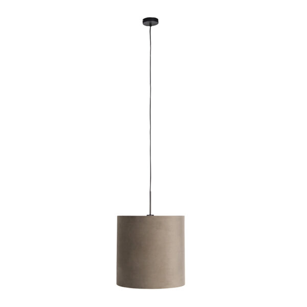 Hanglamp met velours kap taupe met goud 40 cm - Combi - Afbeelding 2