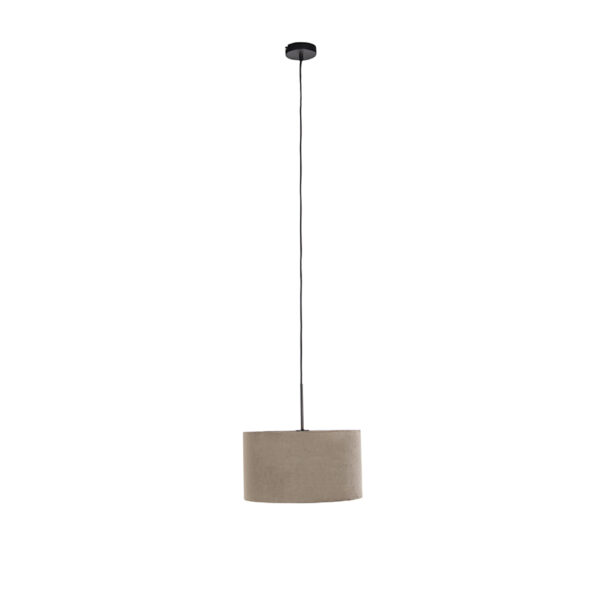 Hanglamp met velours kap taupe met goud 35 cm - Combi - Afbeelding 2