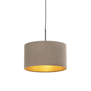 hanglampen Hanglamp met velours kap taupe goud 35 cm Combi StaalStof Taupe Ben je op zoek naar een prachtige basic Dan is deze zeker wat voor Met hanglamp kun