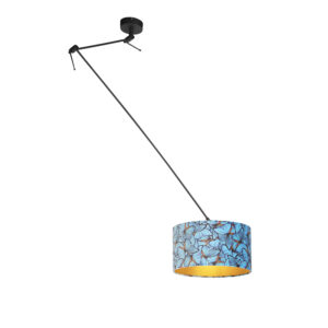 hanglampen Hanglamp met velours kap vlinders goud 35 cm Blitz I zwart StofStaal Multicolor Stoere vorm romantische Dat is de hanglamp. De lamp heeft een totale