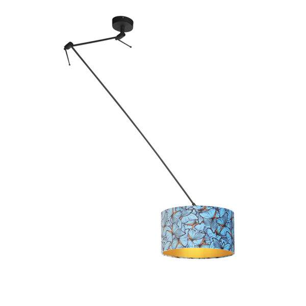 hanglampen Hanglamp met velours kap vlinders goud 35 cm Blitz I zwart StofStaal Multicolor Stoere vorm romantische Dat is de hanglamp. De lamp heeft een totale