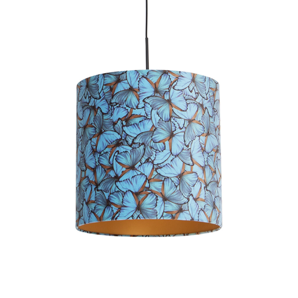 hanglampen Hanglamp met velours kap vlinders goud 40 cm Combi StofStaal Multicolor Ben je op zoek naar een prachtige basic Dan is deze zeker wat voor Met