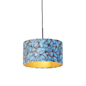 hanglampen Hanglamp met velours kap vlinders goud 35 cm Combi StaalStof Multicolor Ben je op zoek naar een prachtige basic Dan is deze zeker wat voor Met