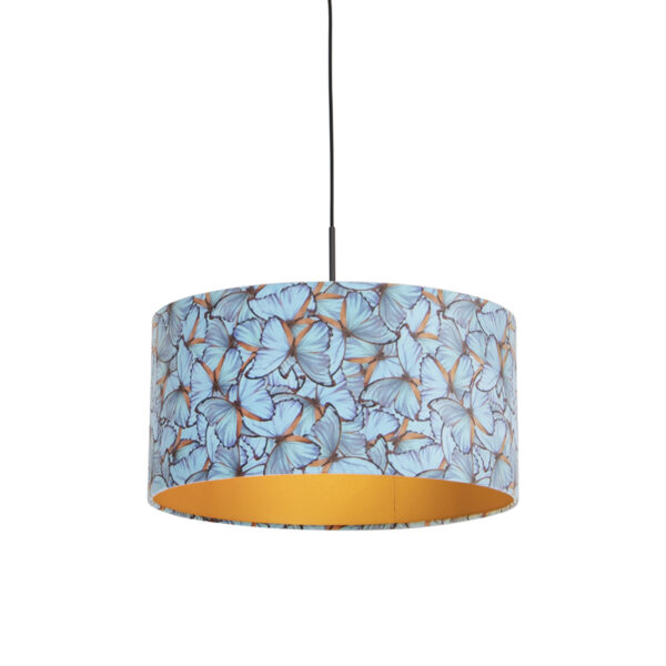 hanglampen Hanglamp met velours kap vlinders goud 50 cm Combi StofStaal Multicolor Ben je op zoek naar een prachtige basic Dan is deze zeker wat voor Met
