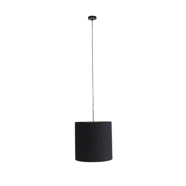 Hanglamp met velours kap zwart met goud 40 cm - Combi - Afbeelding 2