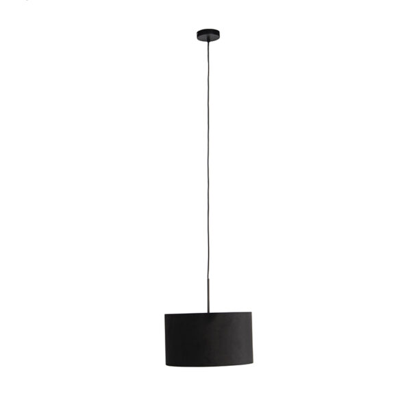 Hanglamp met velours kap zwart met goud 35 cm - Combi - Afbeelding 2