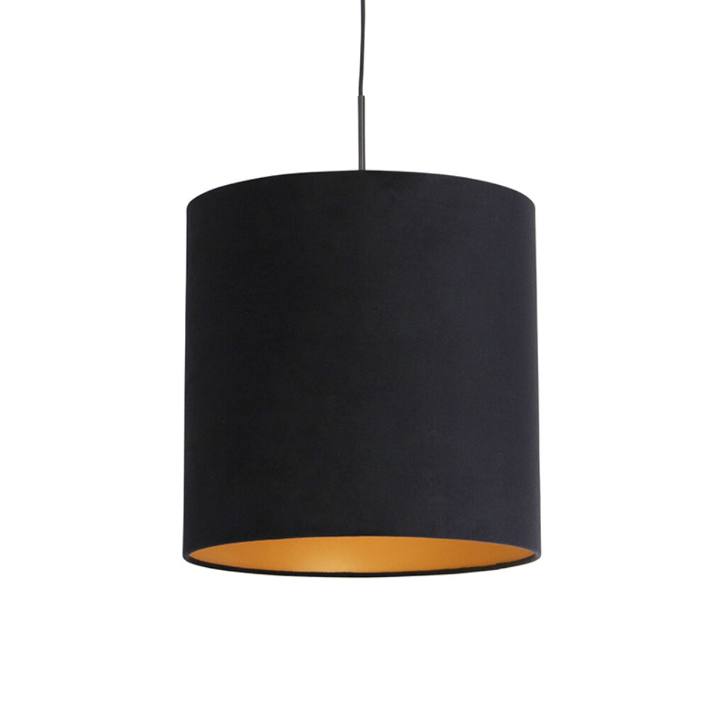 hanglampen Hanglamp met velours kap zwart goud 40 cm Combi StofStaal Zwart Ben je op zoek naar een prachtige basic Dan is deze zeker wat voor Met hanglamp kun