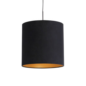 hanglampen Hanglamp met velours kap zwart goud 40 cm Combi StofStaal Zwart Ben je op zoek naar een prachtige basic Dan is deze zeker wat voor Met hanglamp kun