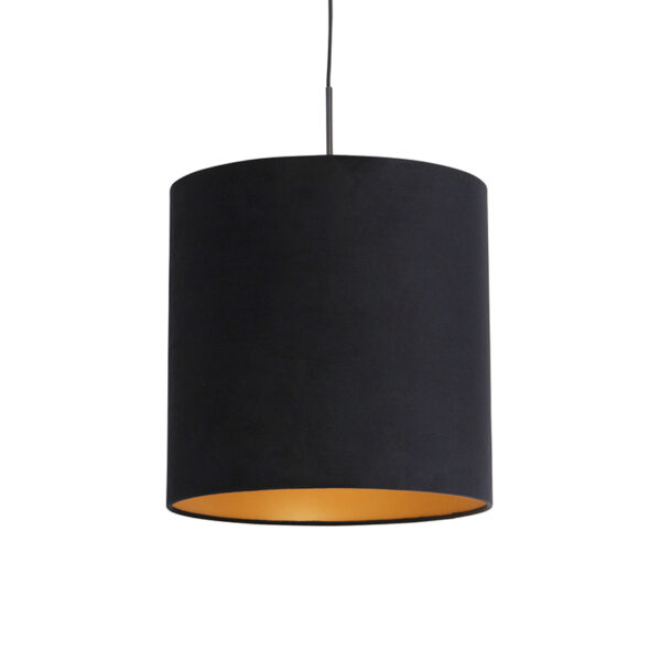 hanglampen Hanglamp met velours kap zwart goud 40 cm Combi StofStaal Zwart Ben je op zoek naar een prachtige basic Dan is deze zeker wat voor Met hanglamp kun