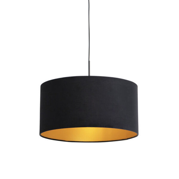 hanglampen Hanglamp met velours kap zwart goud 50 cm Combi StofStaal Zwart Ben je op zoek naar een prachtige basic Dan is deze zeker wat voor Met hanglamp kun
