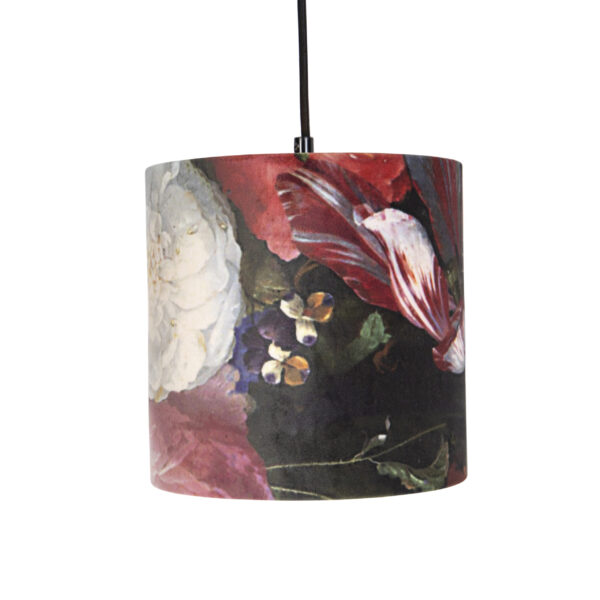 Hanglamp met 3 velours kappen bloemen met goud - Cava - Afbeelding 2