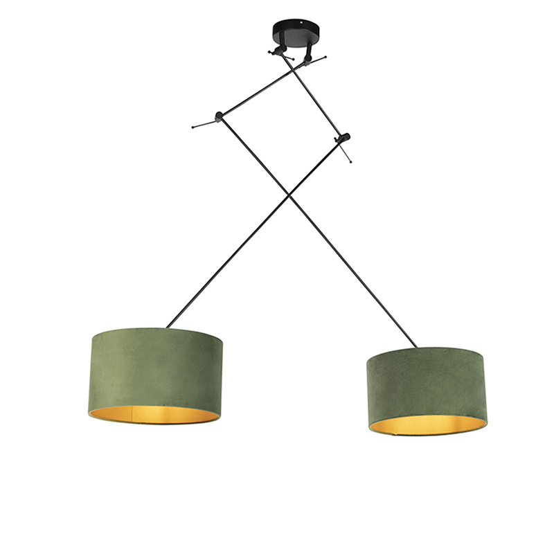 hanglampen Hanglamp met velours kappen groen goud 35 cm Blitz II zwart StofStaal Groen Stoere vorm schitterende Dat is de hanglamp. De lamp heeft een totale