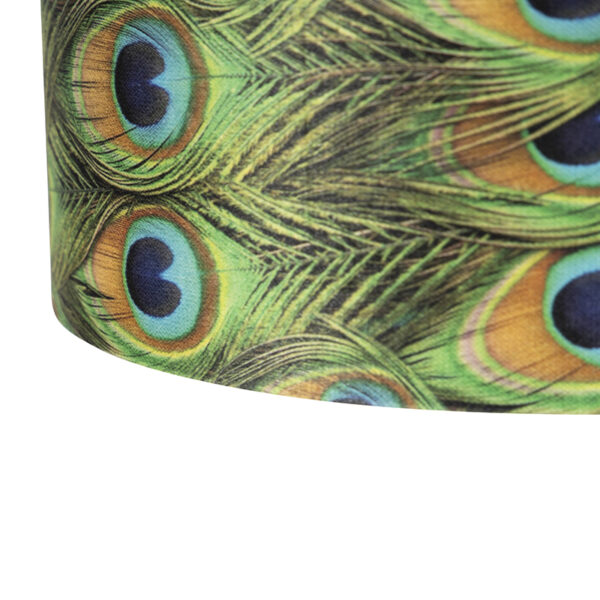 Hanglamp met velours kappen pauw met goud 35 cm - Blitz II zwart - Afbeelding 2