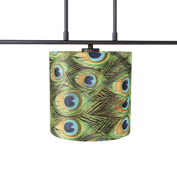 Hanglamp met velours kappen pauw met goud 20cm - Combi 3 Deluxe - Afbeelding 2