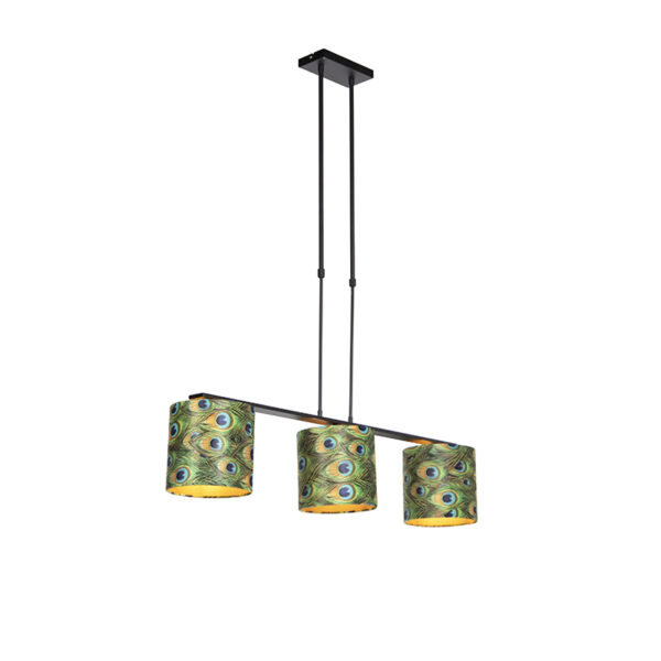 hanglampen Hanglamp met velours kappen pauw goud 20cm Combi 3 Deluxe StaalStof Multicolor Ben je op zoek naar de ideale combinatie tussen uniek en Dan is deze