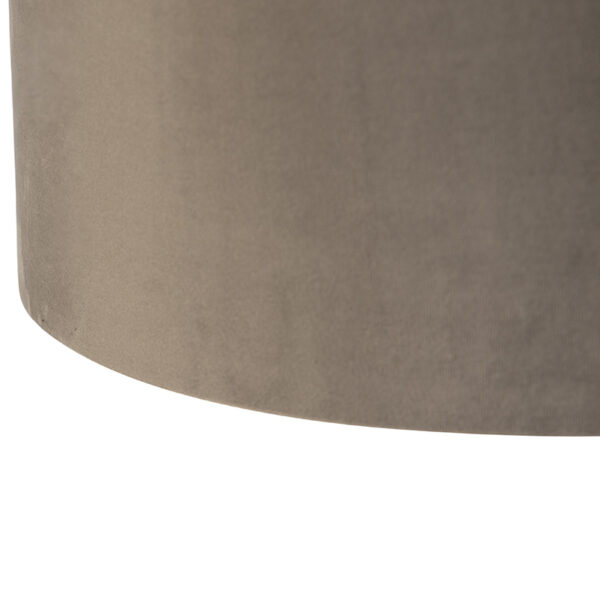 Hanglamp met velours kappen taupe met goud 35 cm - Blitz II zwart - Afbeelding 2