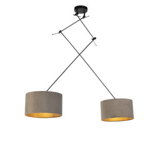 hanglampen Hanglamp met velours kappen taupe goud 35 cm Blitz II zwart StofStaal Taupe Stoere vorm tijdloze Dat is de hanglamp. De lamp heeft een totale hoogte