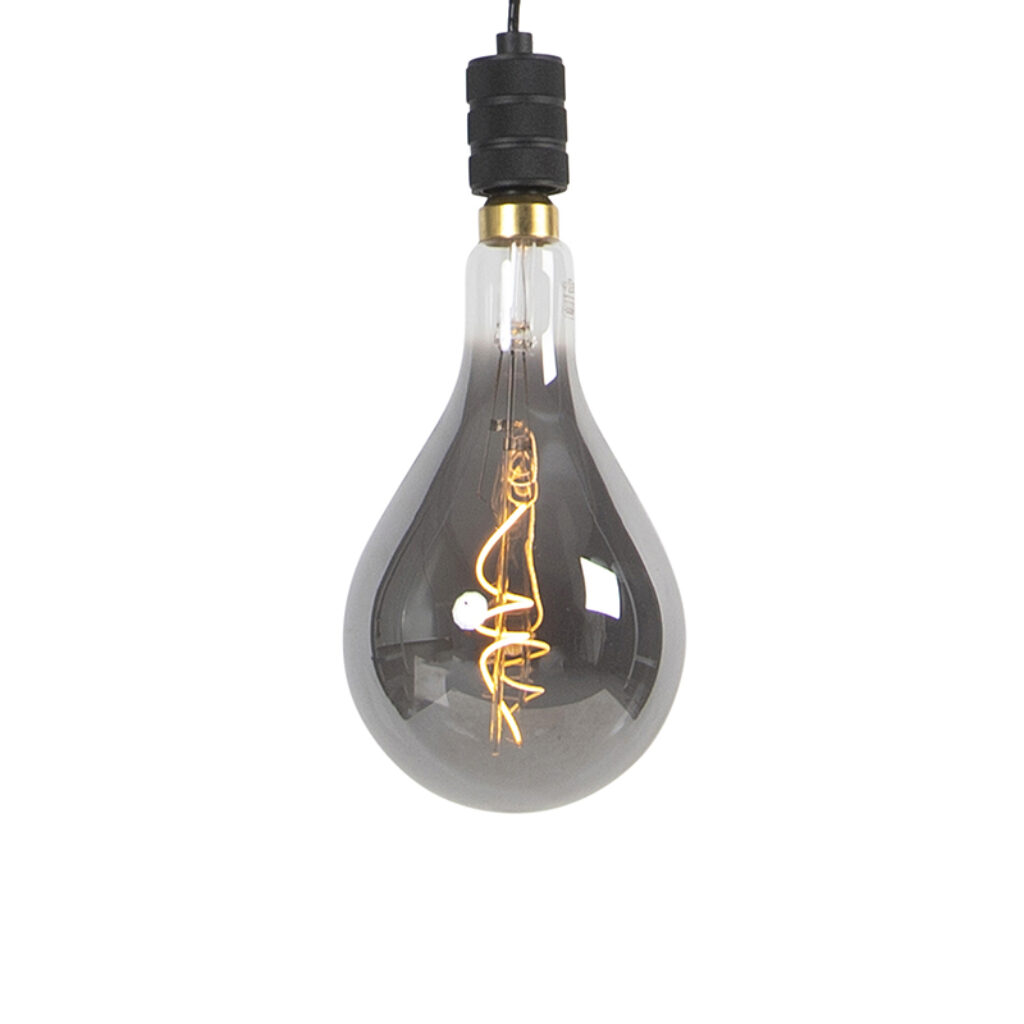hanglampen Hanglamp incl. A165 spiraal filament smoke glas Cavalux StaalGlas Zwart Deze design hanglamp komt uit de serie. De lampen staan bekend door hun