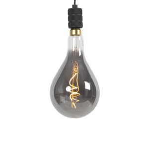 hanglampen Hanglamp incl. A165 spiraal filament smoke glas Cavalux StaalGlas Zwart Deze design hanglamp komt uit de serie. De lampen staan bekend door hun