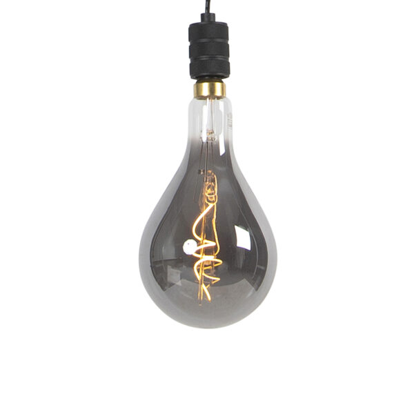 hanglampen Hanglamp incl. A165 spiraal filament smoke glas Cavalux StaalGlas Zwart Deze design hanglamp komt uit de serie. De lampen staan bekend door hun