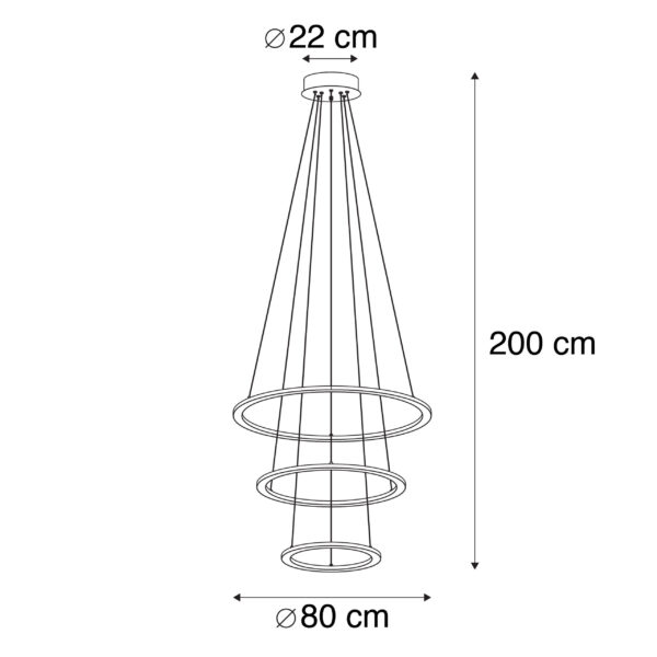Hanglamp staal incl. LED 3-staps dimbaar 3-lichts - Tijn - Afbeelding 2