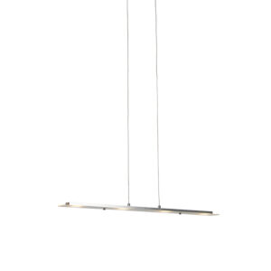 hanglampen Hanglamp staal met glasplaat incl. LED touchdimmer Platina GlasStaal Staal Zeer strakke moderne hanglamp in een combinatie van metaal prachtig