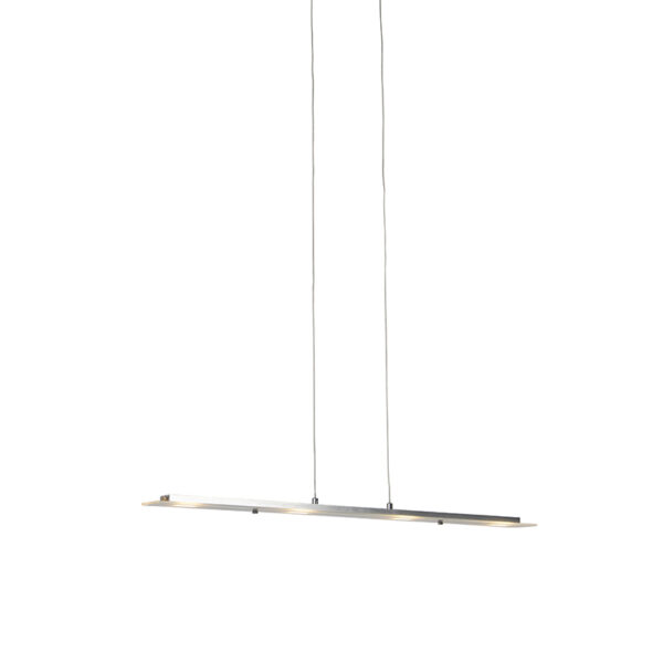 hanglampen Hanglamp staal met glasplaat incl. LED touchdimmer Platina GlasStaal Staal Zeer strakke moderne hanglamp in een combinatie van metaal prachtig