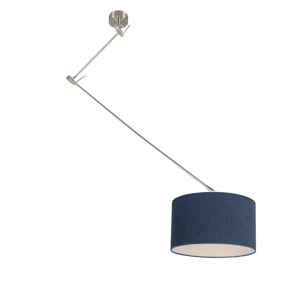 hanglampen Hanglamp staal met kap 35 cm blauw verstelbaar Blitz I MetaalStof Blauw Strakke moderne metalen pendel blauwe lampenkap. Het basic design maakt dat