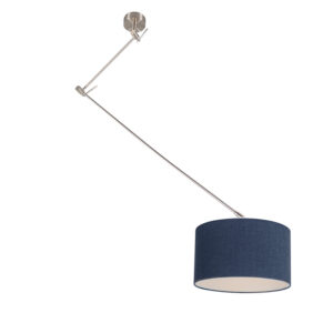 hanglampen Hanglamp staal met kap 35 cm blauw verstelbaar Blitz I MetaalStof Blauw Strakke moderne metalen pendel blauwe lampenkap. Het basic design maakt dat
