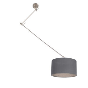 hanglampen Hanglamp staal met kap 35 cm donker grijs verstelbaar Blitz I MetaalStof Donkergrijs Strakke moderne metalen pendel grijze lampenkap. Het basic