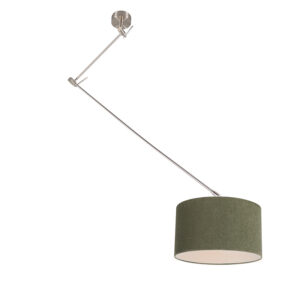 hanglampen Hanglamp staal met kap 35 cm groen verstelbaar Blitz I MetaalStof Groen Strakke moderne metalen pendel mos groene lampenkap. Het basic design maakt