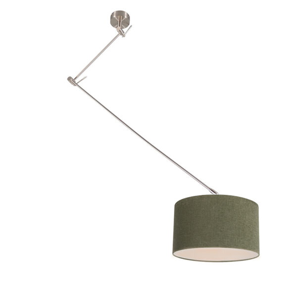 hanglampen Hanglamp staal met kap 35 cm groen verstelbaar Blitz I MetaalStof Groen Strakke moderne metalen pendel mos groene lampenkap. Het basic design maakt