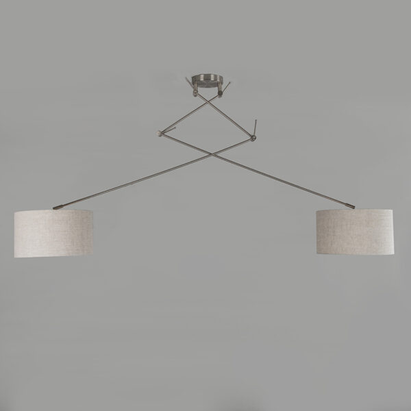 Hanglamp staal met kap 35 cm lichtgrijs verstelbaar - Blitz II - Afbeelding 2