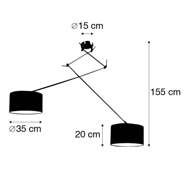 Hanglamp staal met kap 35 cm lichtgrijs verstelbaar - Blitz II - Afbeelding 3