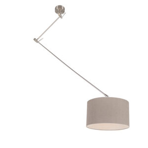 hanglampen Hanglamp staal met kap 35 cm oud grijs verstelbaar Blitz I MetaalStof Grijs Strakke moderne metalen pendel grijze lampenkap. Het basic design maakt