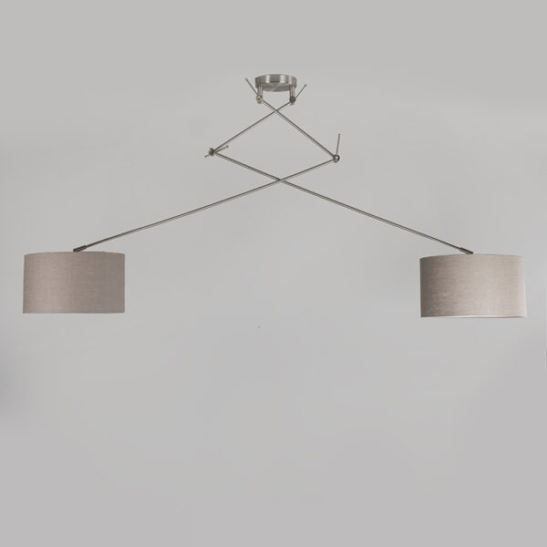 Hanglamp staal met kap 35 cm taupe verstelbaar - Blitz II - Afbeelding 2