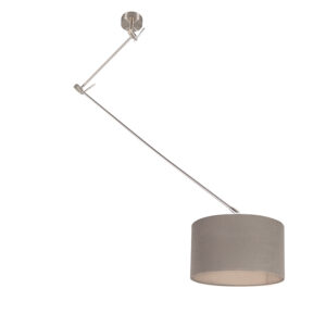 hanglampen Hanglamp staal met kap 35 cm taupe verstelbaar Blitz I MetaalStof Taupe Strakke moderne metalen pendel kleurige lampenkap. Het basic design maakt dat