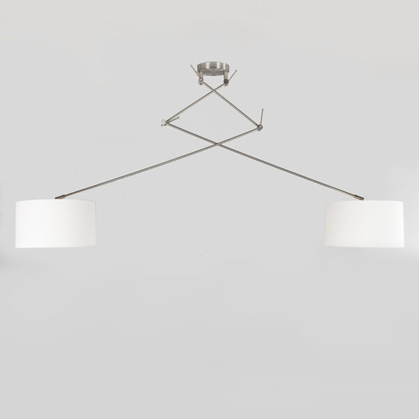 Hanglamp staal met kap 35 cm wit verstelbaar - Blitz II - Afbeelding 2